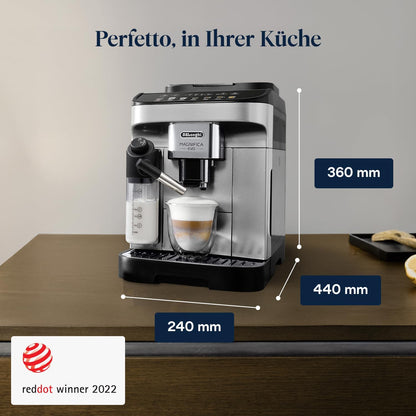 De’Longhi Magnifica Evo (ECAM292.81.SB)- Kaffeevollautomat mit Vollautomatischem cremigen Milchschaum, 7 One-Touch-Getränke, Cappuccino & Espresso, Kaffeemaschine, Soft-Touch-Bedienfeld, Silber